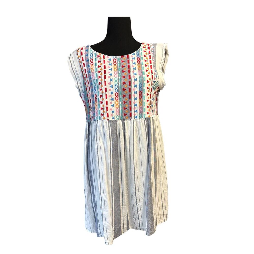 Savanna Jane Embroidered Boho Mini Dress Women’s L Sleeveless